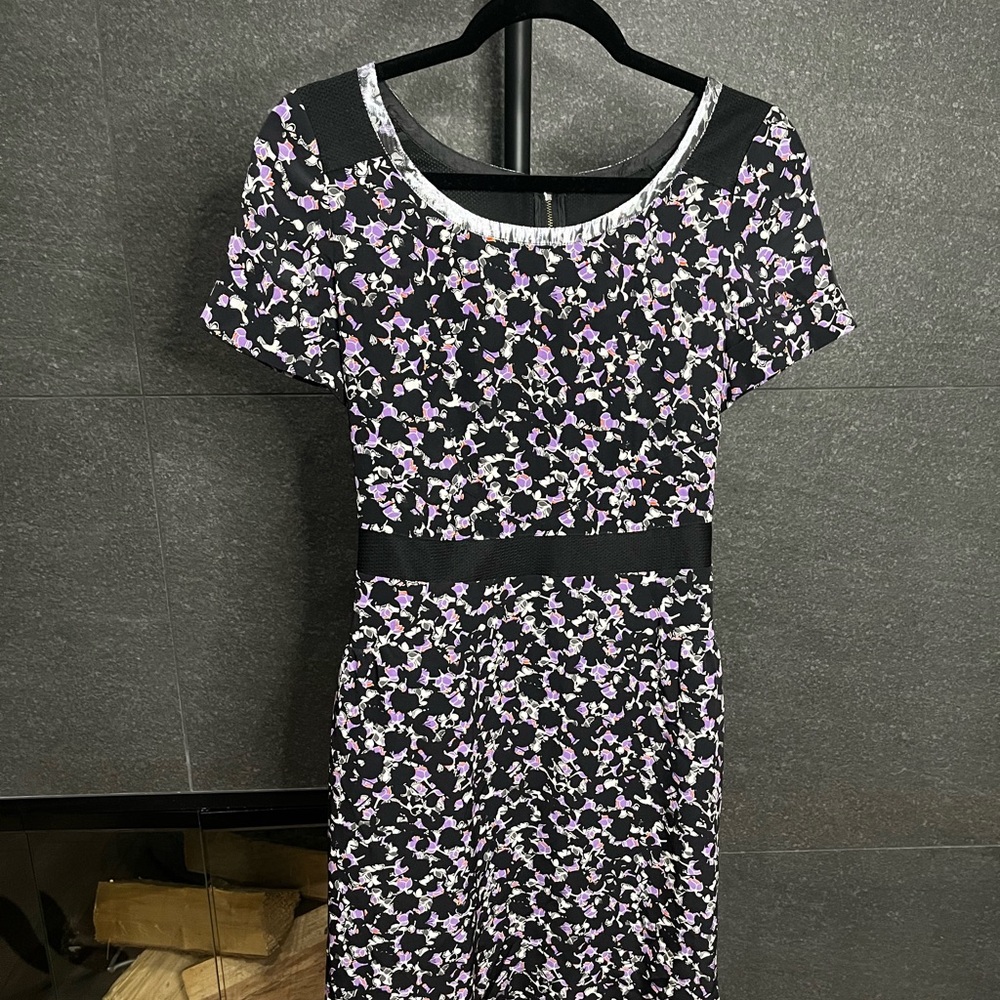 Marc by Marc Jacobs Black and Purple Silk Fit and Flare Dress - Picture 13 of 16